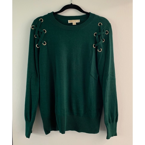 Michael Kors Green Lace Up Sweater - Picture 3 of 7